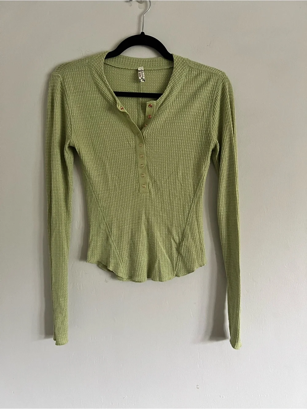 Free People Intimately Free People One Of The Girls Henley in Green Sz Small